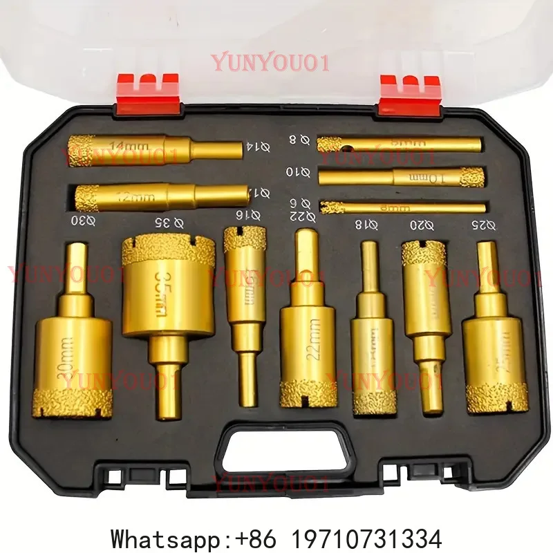 12pcs Brazed Diamond Drill Bit Set Drilling Tool Set For Glass And Ceramic Tiles 6-35mm Diamond Drill Bits Set