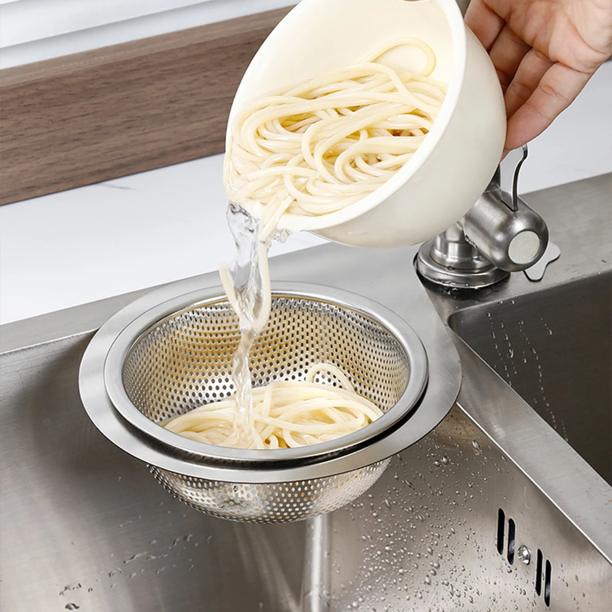 Stainless Steel Kitchen Sink Filter Screen With Detachable Handle Vegetable Sink Dry Wet Separation Drainage Filter - Image 6