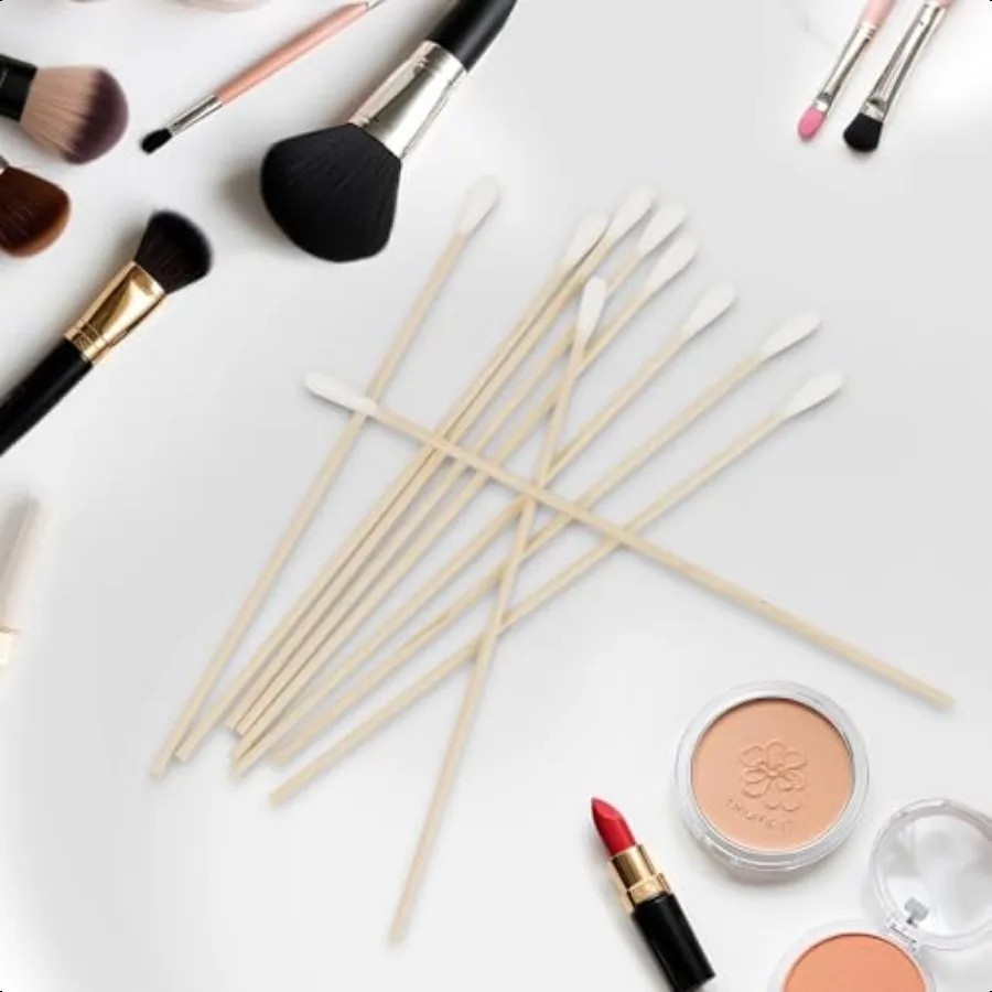 Tamponi di cotone lunghi da 300 pezzi 6 bastoncini di cotone per pulizia con bastoncini di legno Applicatori di punte per ombretti microblading precisi Microswa