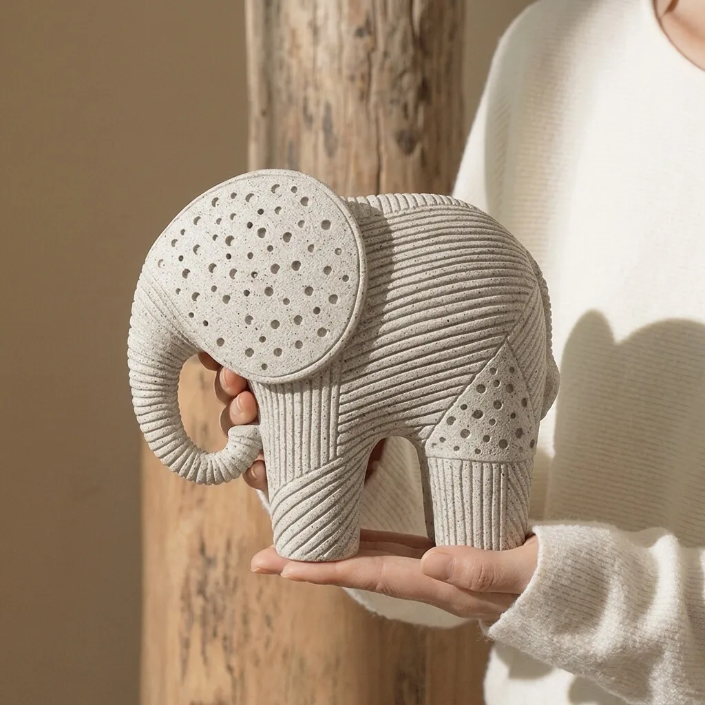 Wabi Sabi Elephant Art Sculpture Ornament Niche High Grade Home Decor For TV Cabinet B&B Showroom Resin Craft Decor Wholesale