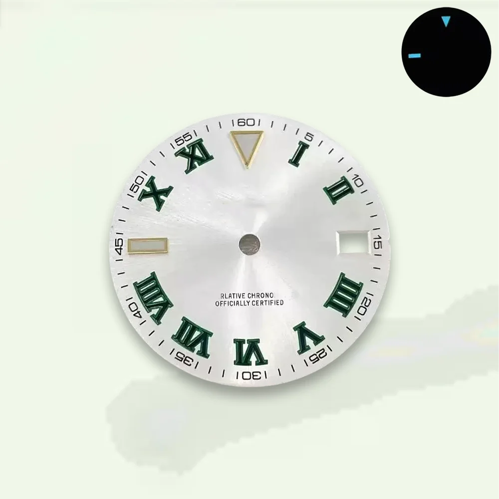 Watch modification Roman numerals 28.5mm S Dial Fit NH35 Movement Ice Blue Luminous Sunburst Dial Modification Accessories