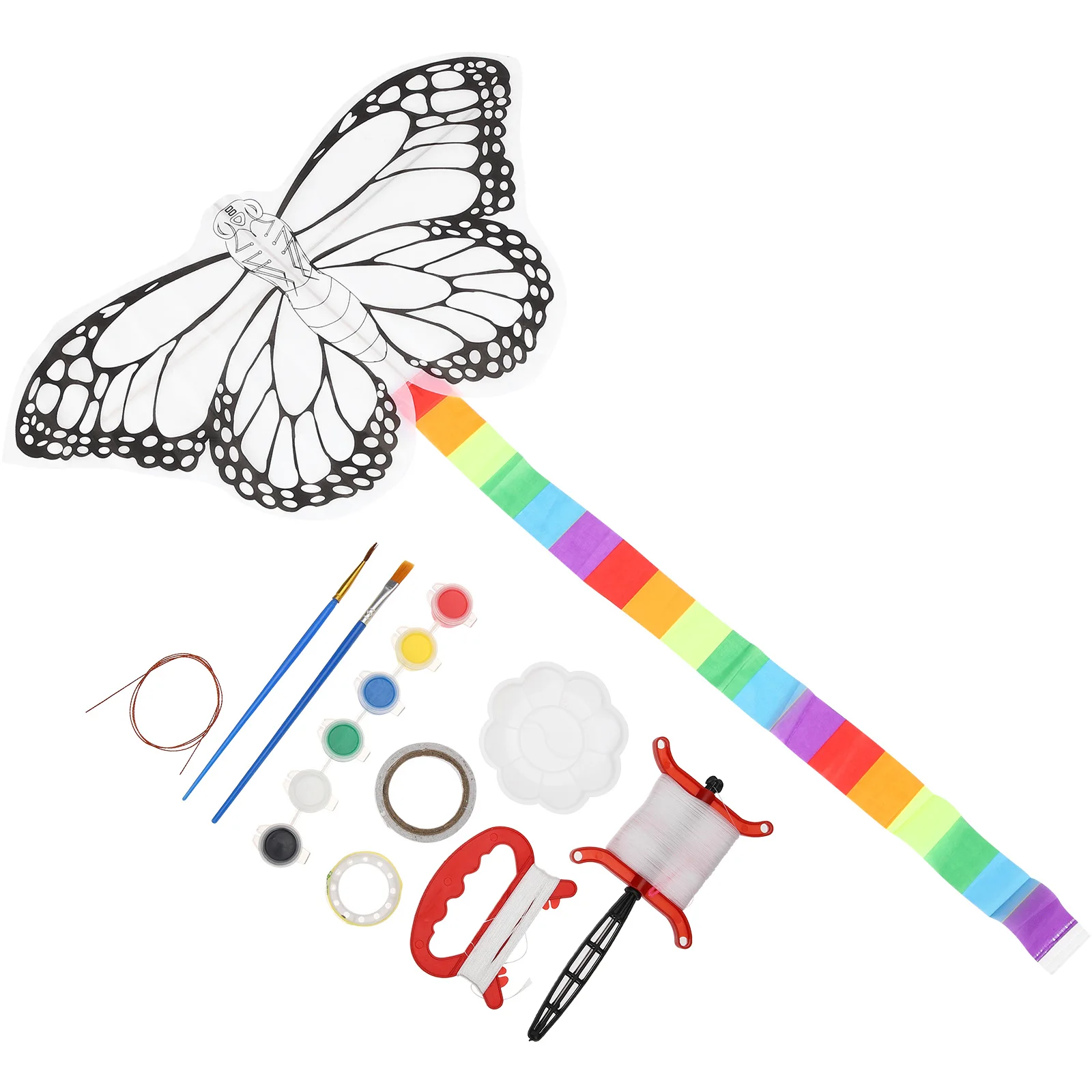 어린이를 위한 휴대용 DIY 연 제작 키트 1세트, 간단한 조립으로 맞춤 제작 가능한 빈 연, 공원, 해변 또는 학교 행사에서 즐기는 날개짓 놀이