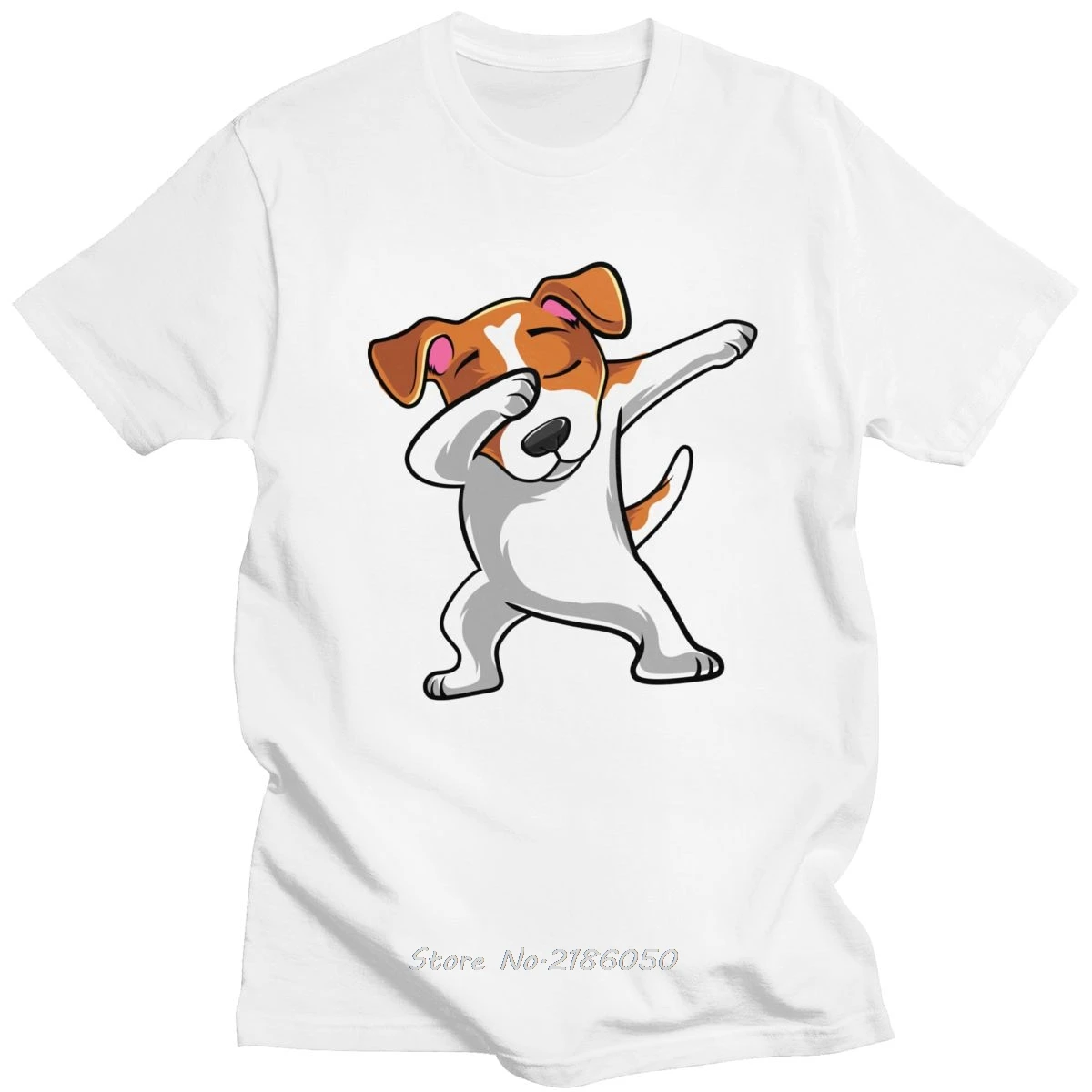 Funny Jack Russell Terrier Tshirt Mens Short Sleeve Cotton Dabbing Dog T-shirt Printed Dab Dance Move Tee Shirt Harajuku Gift