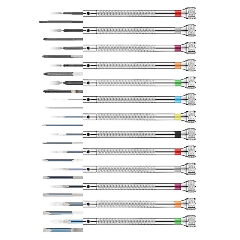 ELBA_13PCS Professional Screwdriver Set, Micro-Precision Screwdriver Kit 0.6-2.0mm, 13 Extra Replace Blades for Watch Repair