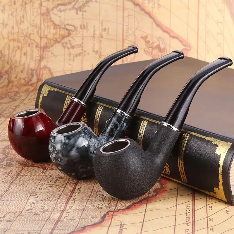 Vintage Durable Wood Curved Tobacco Cigar Cigarette Pipes Smoking Pipe Black Gifts Smoking Accessories