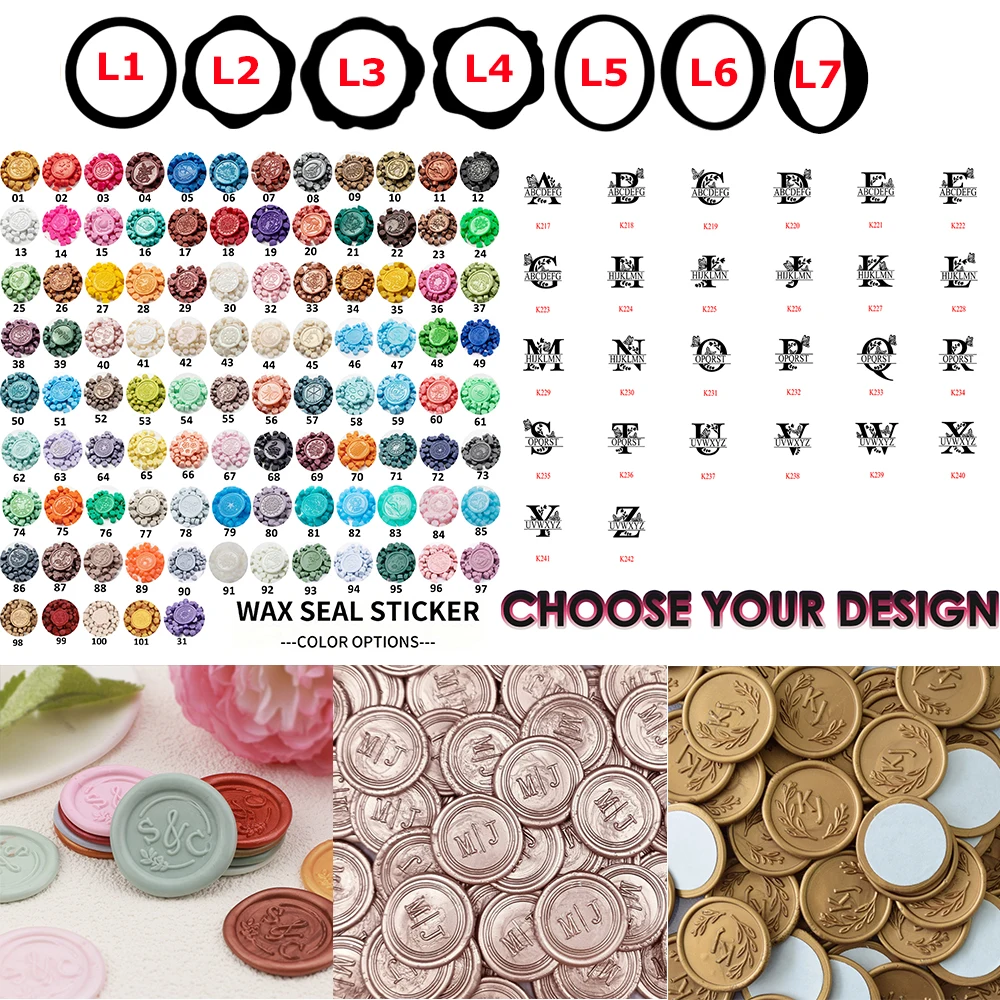 

10-100Pcs 2.5cm Custom Initial Letter Wax Seal Stickers Customized Logo Self-adhesive Stickers 37 Colors/7 Shape DIY Envelope