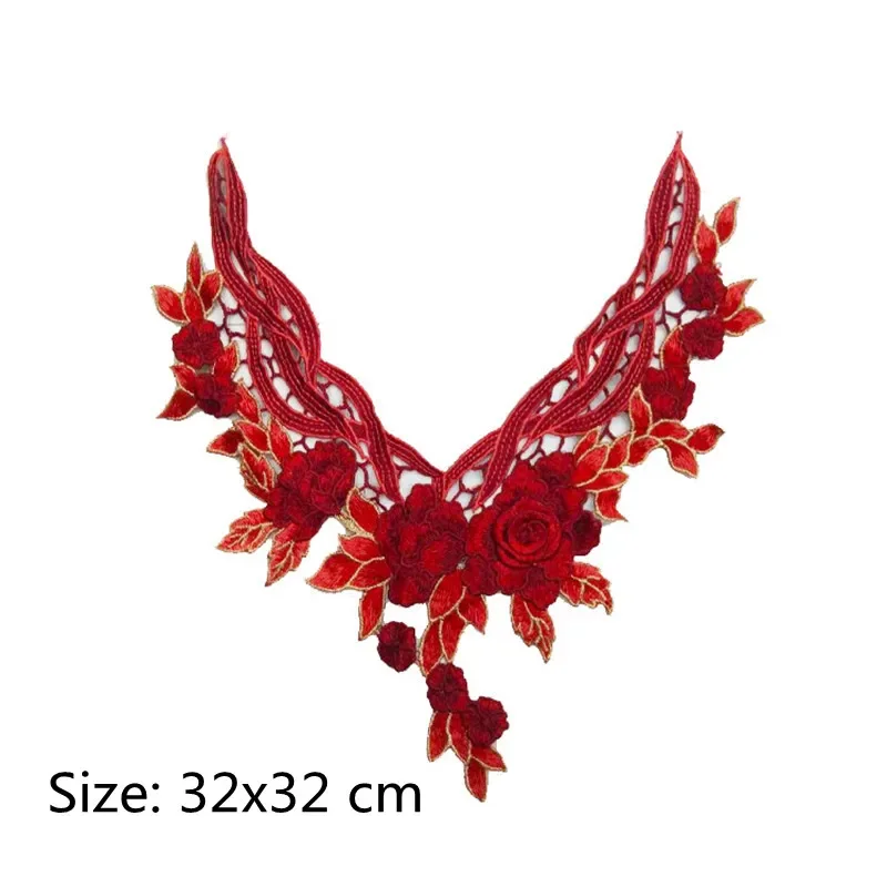 Embroidered Fabric Flower Lace Sewing Applique, Neckline Collar, Applique Accessories, 1Pc