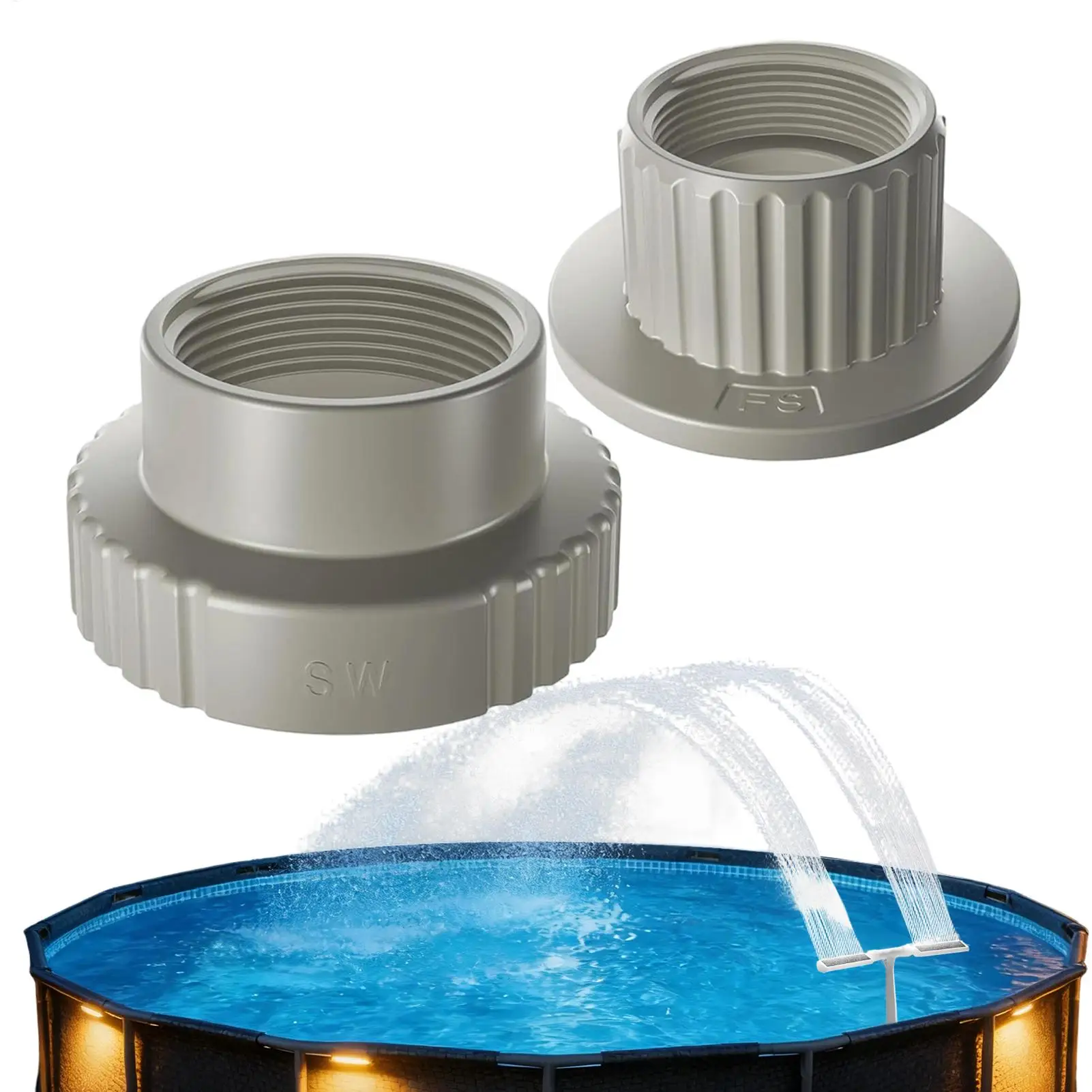 Pool Fountain Adapter Universal Fitting Swimming Pool Fountain Parts Leak-Proof Water Jet Kit Easy Install for Backyard Garden