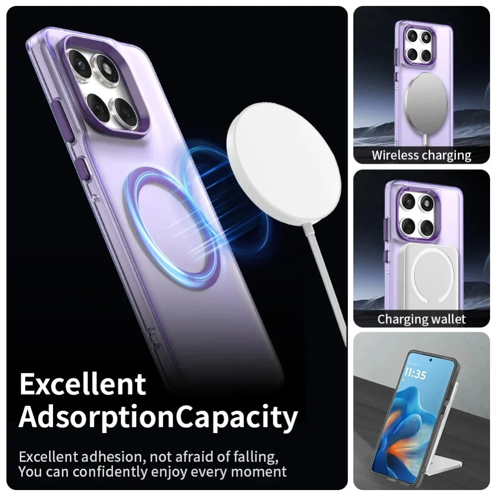 Прозрачный магнитный чехол Magsafe ярких цветов для Motorola Edge 60 Fusion 60s 50 Neo Moto S50 G35, военная задняя крышка