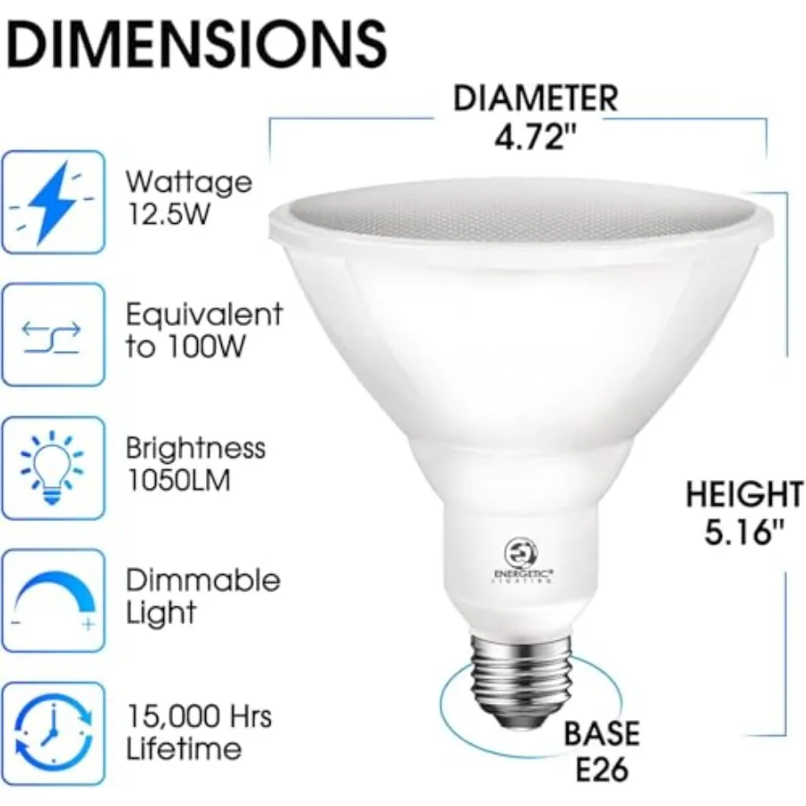 Energetic LED PAR38 Outdoor Flood Light Bulb Home Residential Patio Driveway Light, PAR38 LED Bulb, Dimmable, 100W Equivalent 1
