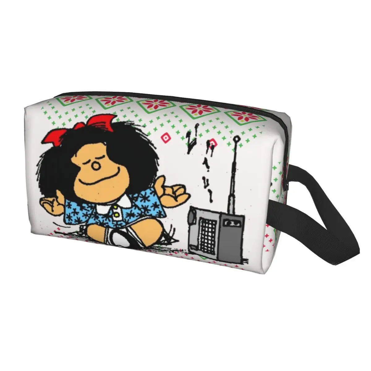 Trousse de toilette colorée de dessin animé Mafalda, trousse de toilette de Noël, trousse de rangement Dopp, trousse de maquillage cosmétique,