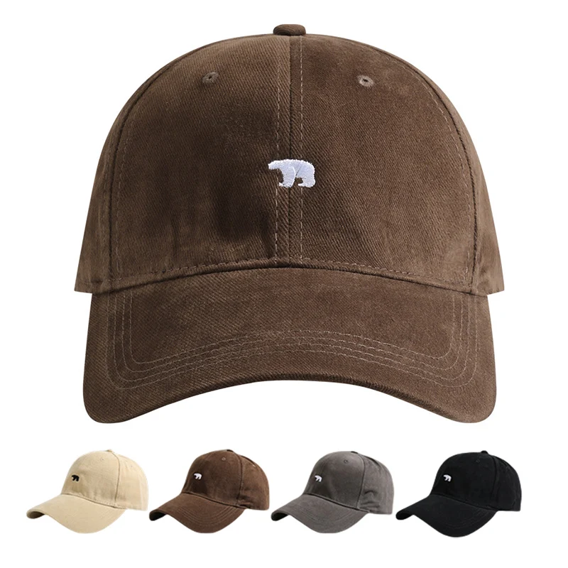 Wiosenna letnia czapka z daszkiem dla kobiet i mężczyzn Polar Bear Embroidery Hip Hop Snapback Caps Cotton Sun Hats Unisex Casual Visor Hat