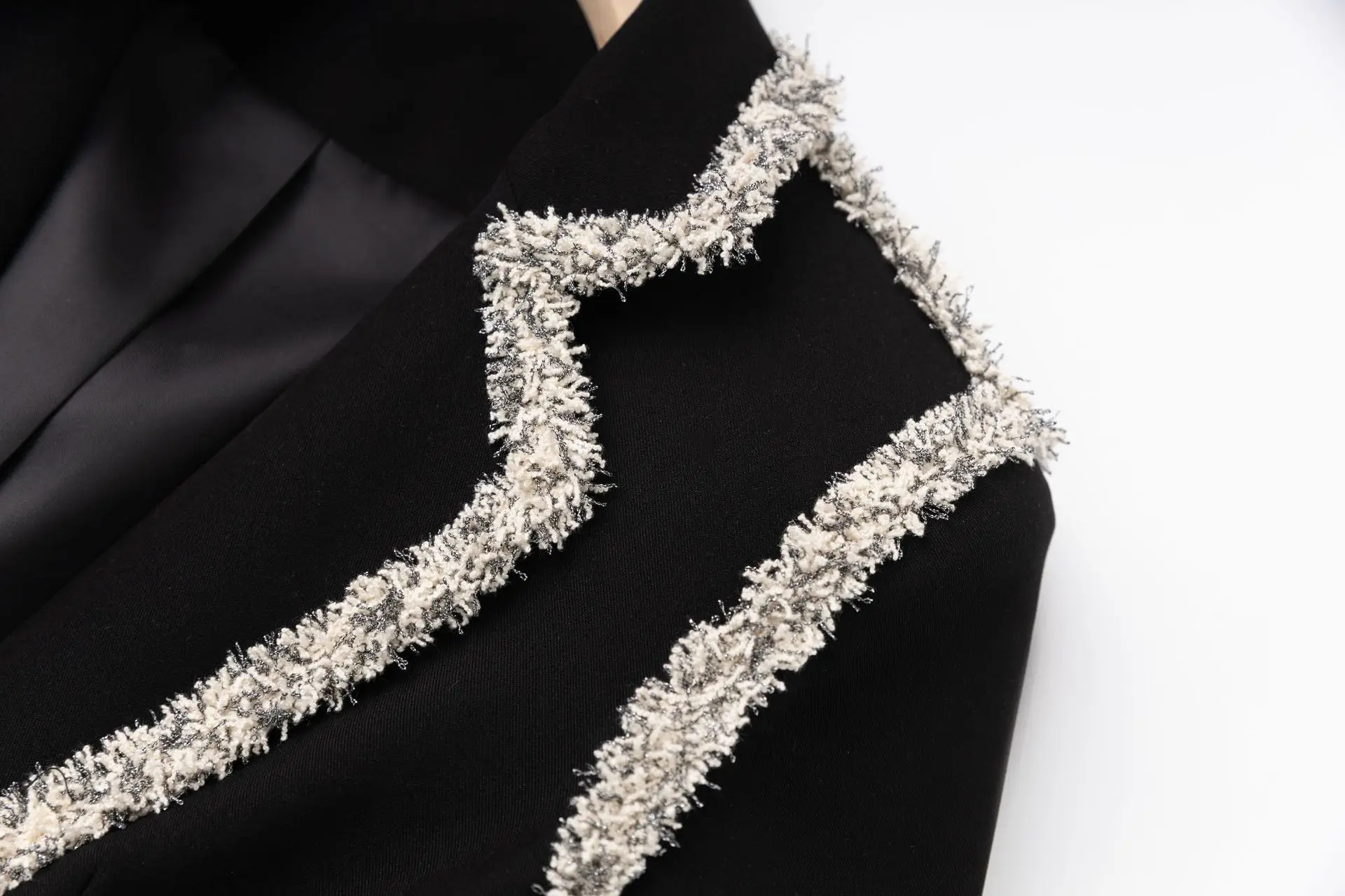 Autumn winter velvet suit jacket half skirt tweed splicing high-end all-match elegant women's set blazer outerwears traf 2025