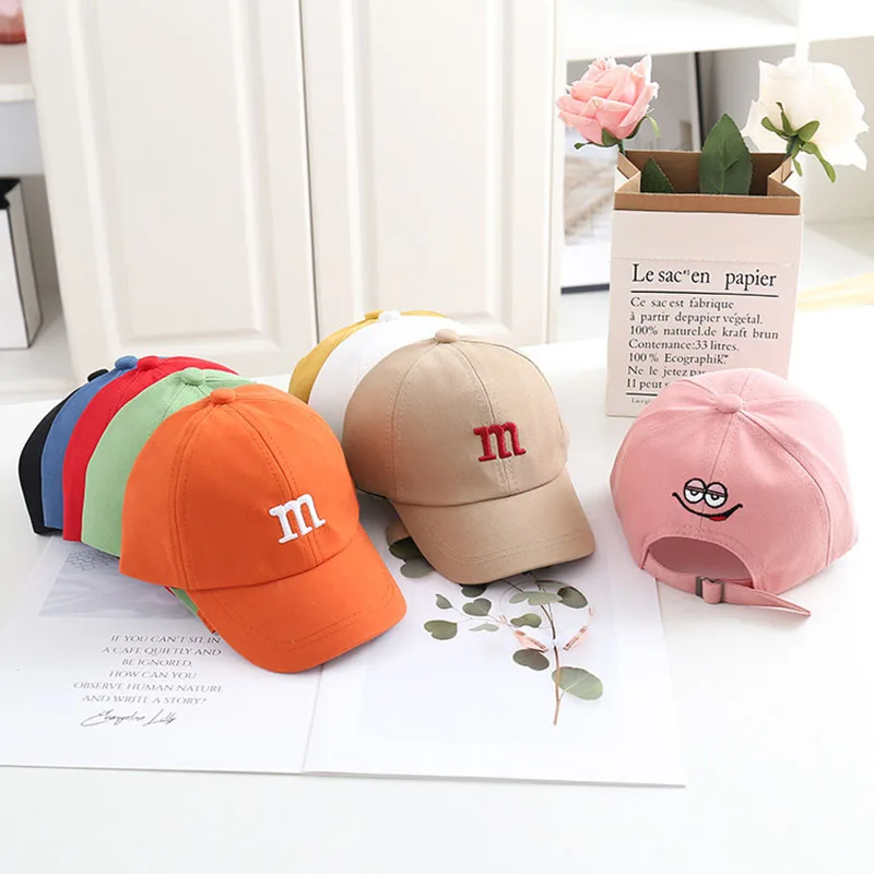 Solid Color Letter Baby Baseball Cap Simple Embroidered Peaked Hat for Toddler Boy Girl Summer Adjustable Kids Sun Hats