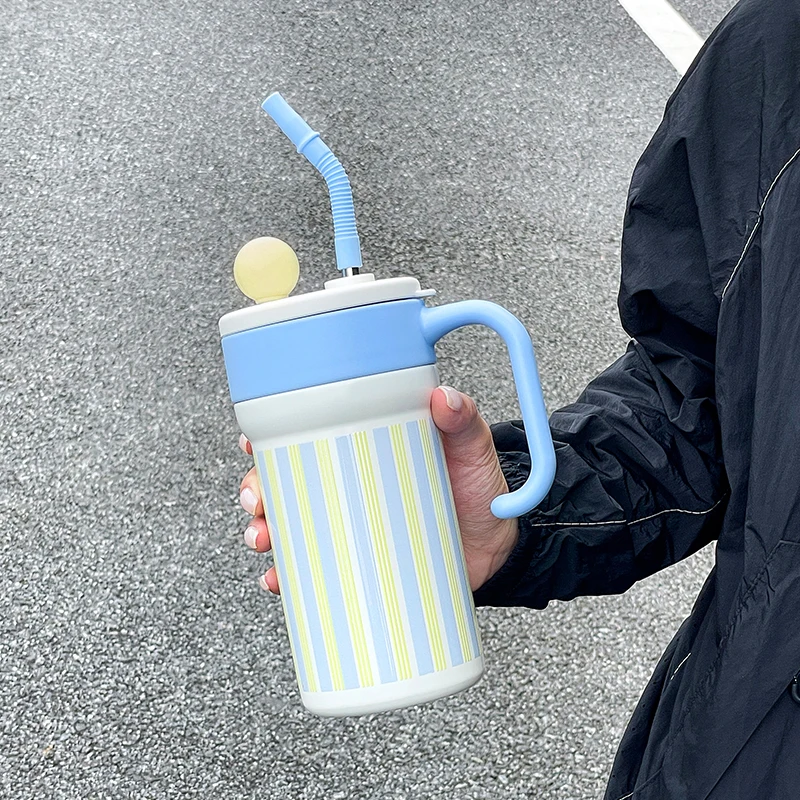 

1pc Double-layer Vacuum Insulated Cup - 720ml - High-quality Outer Appearance with Built-in Drinking Tube - Tea Water Separation