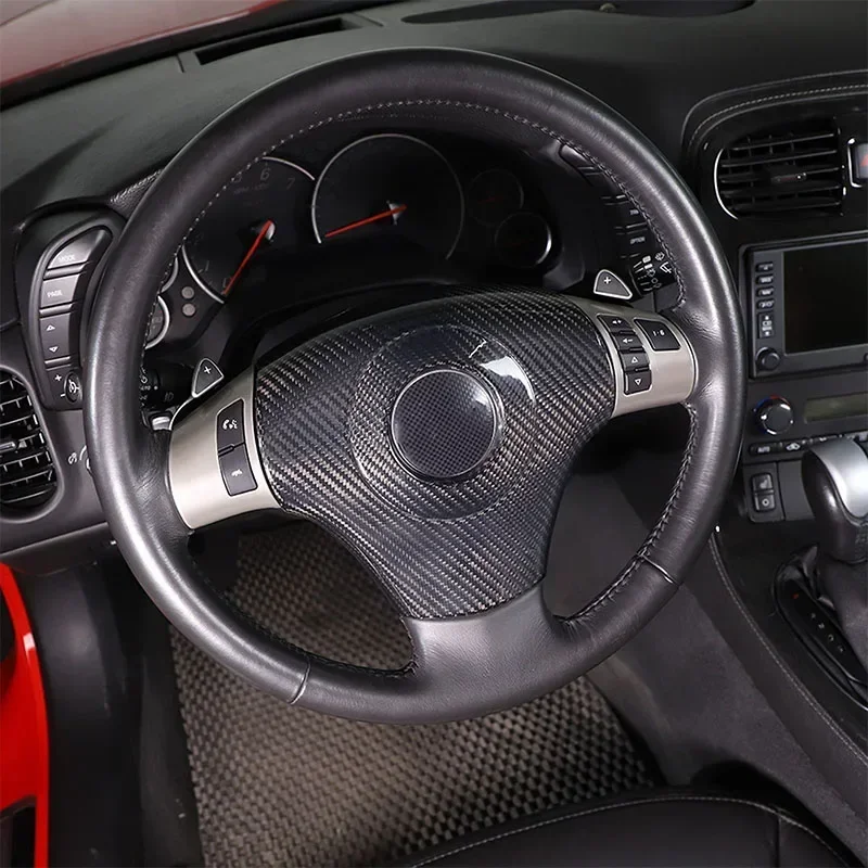 

Car Steering wheel trim cover Sticker Decoration For Chevrolet Corvette C6 2005-2013 Real Carbon Fiber Accessories