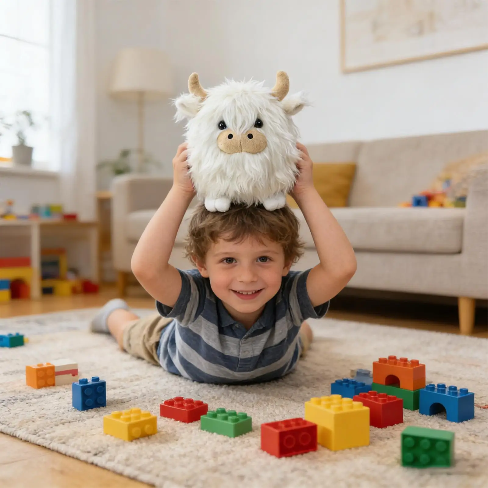 

Плюшевая корова 20 см, милая мягкая обнимаемая кукла с длинной шерстью, мягкая игрушка-корова для детей, девочек, декора спальни, дома, детской, дивана, полок