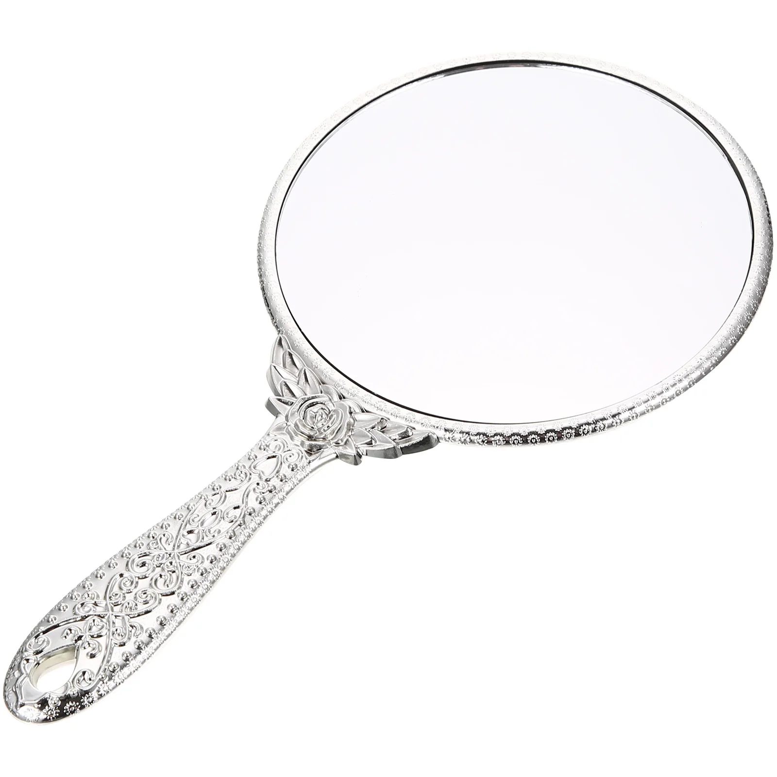 Compact Handheld Mirror with Rose Decor Premium Build Lightweight Travel-Friendly Makeup Mirror for Women Daily Beauty