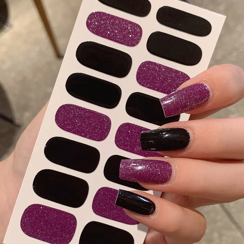 16 puntas de colores de contraste, pegatinas para uñas, calcomanías adhesivas, parche de belleza para uñas, puntas DIY, decoración artística de uñas, accesorio para uñas postizas