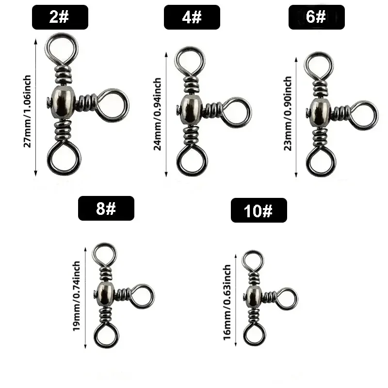 Bottle-shaped three-claw rotary joint, figure-eight ring connector, fishing accessories 80 pcs