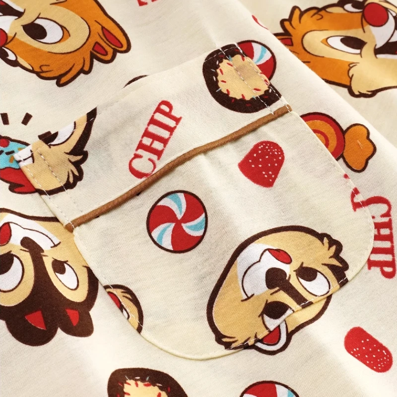 MINISO Disney Pajamas Chip \'n\' Dale Summer Cotton Short-sleeved Two-piece Set Travel Dormitory Loungewear Children Holiday Gift