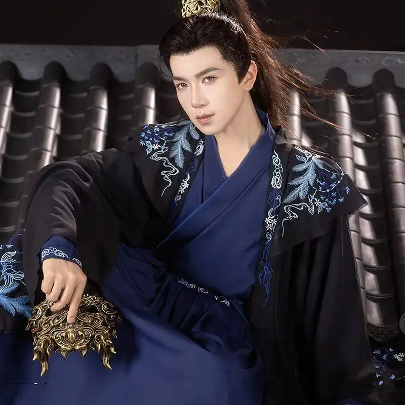 elegante-hanfu-negro-cian-para-hombre-ropa-tradicional-china-bordada-camisa-de-manga-larga-vintage-disfraces-de-cosplay-para-halloween