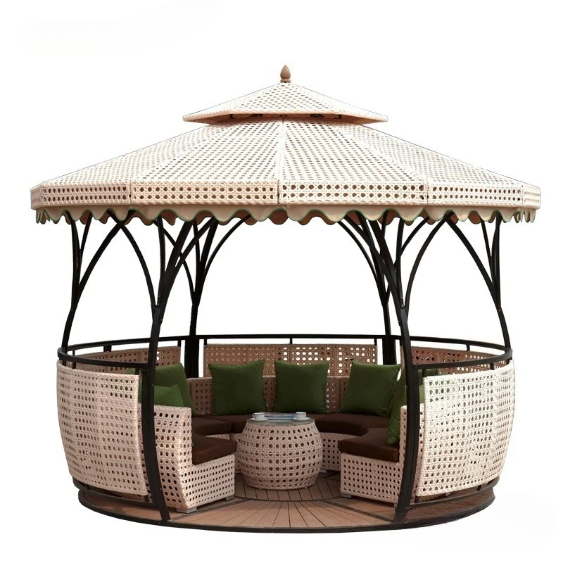Outdoor leisure European garden gazebo courtyard pavilion tent rattan rattan outdoor villa