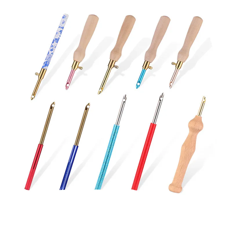 8/10cm Knitting Embroidery Pen Weaving Felting Craft Punch Needle Threader Wooden Handle DIY Tool Sewing Accessories Dropship