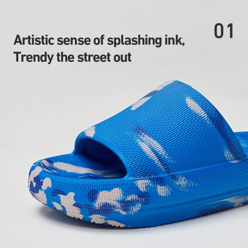 UTUNE Men's Summer Slipperes Chinese Splash Ink Women Slides Sandals Thick Sole Anti-slip Beach Shoes 2022 New Fashion Flats