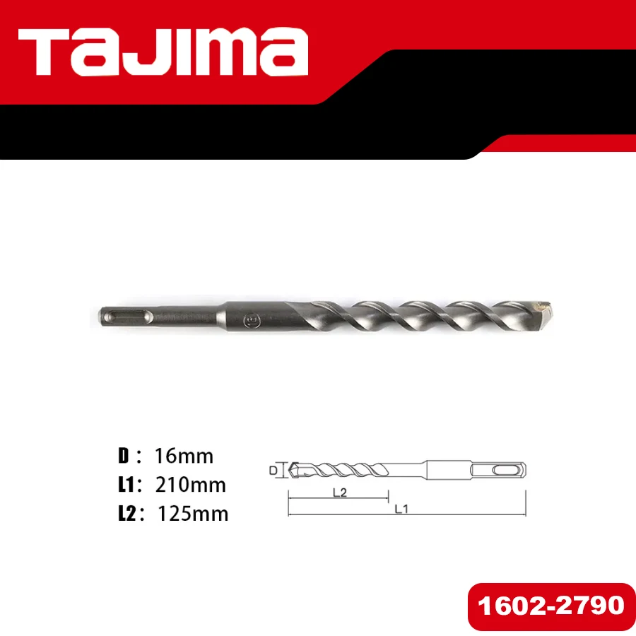 

TAJIMA 1pc Round Shank Hammer Drill Bit 1602-2790 for Electric Tools Accessories