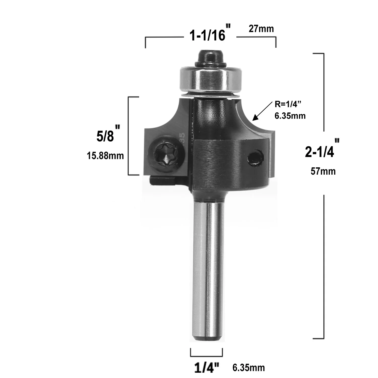 In-Tech Insert Style Carbide Corner Round End Mills 1/4 Radius 1/4 Shank Ruter Bit Woodworking Milling Cuttters