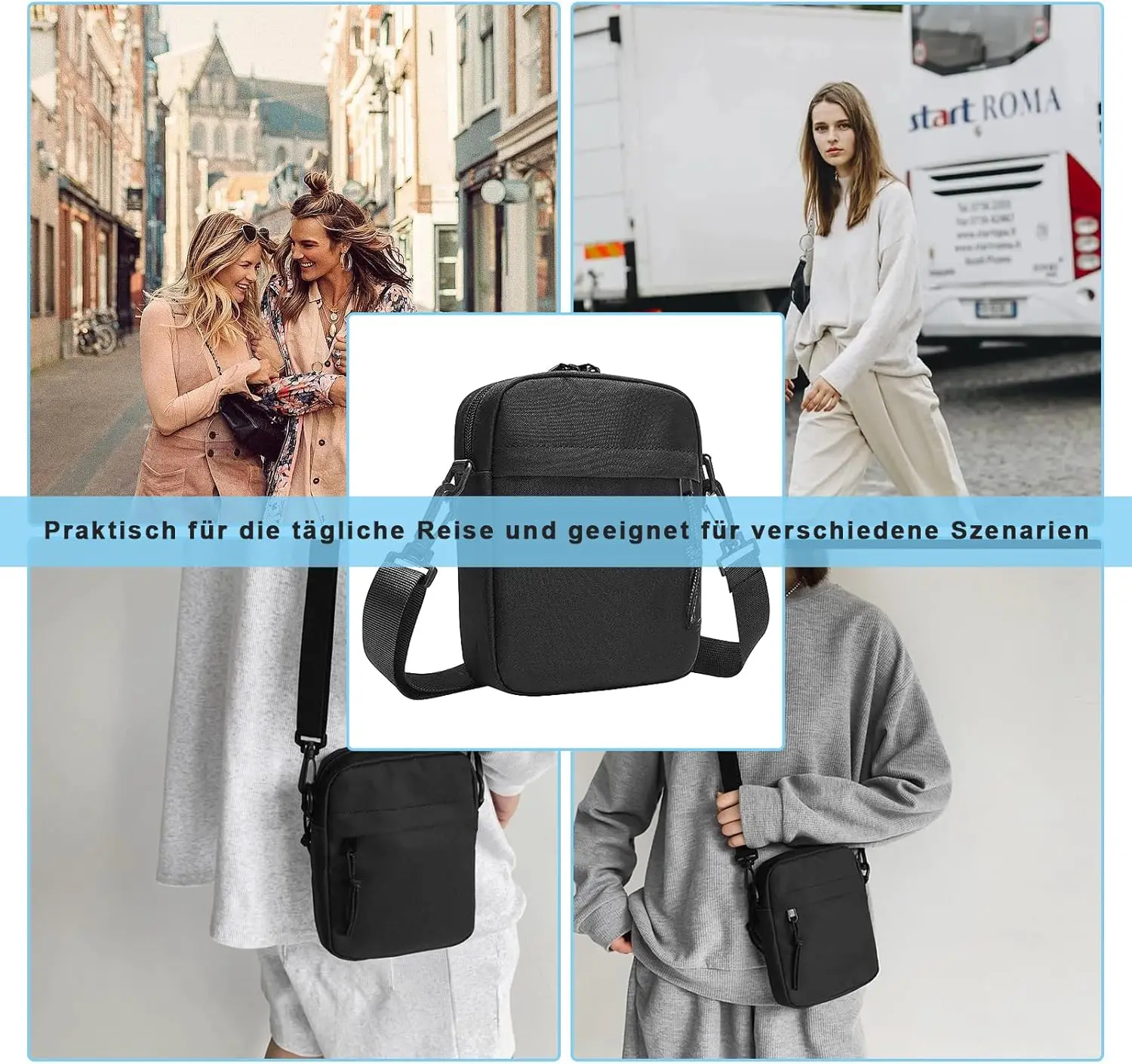 حقيبة كتف رجالية، حقيبة كتف للهاتف المحمول، رجال صغار، سحاب مقاوم للماء، حقيبة كتف للهاتف المحمول للرجال، للاستخدام اليومي والحياة #6