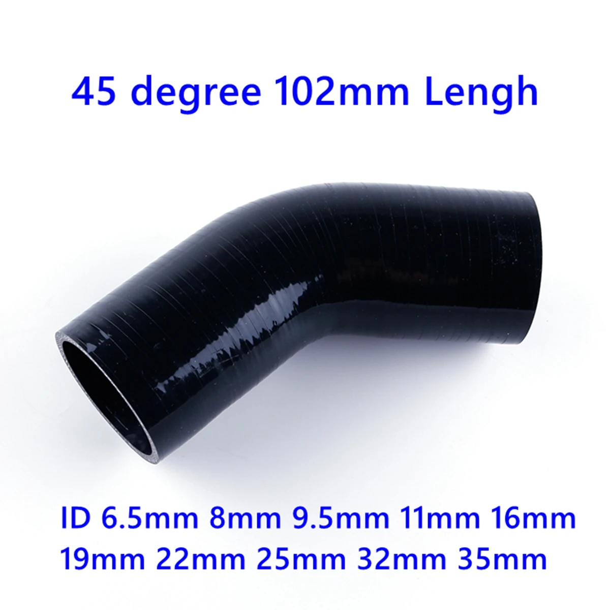 Black 45 Degree Elbow General Silicone Hose Coolant Intercooler Tube Pipe ID 6.5mm 8mm 9.5mm 11mm 16mm 19mm 22mm 25mm 3 Or 4-Ply