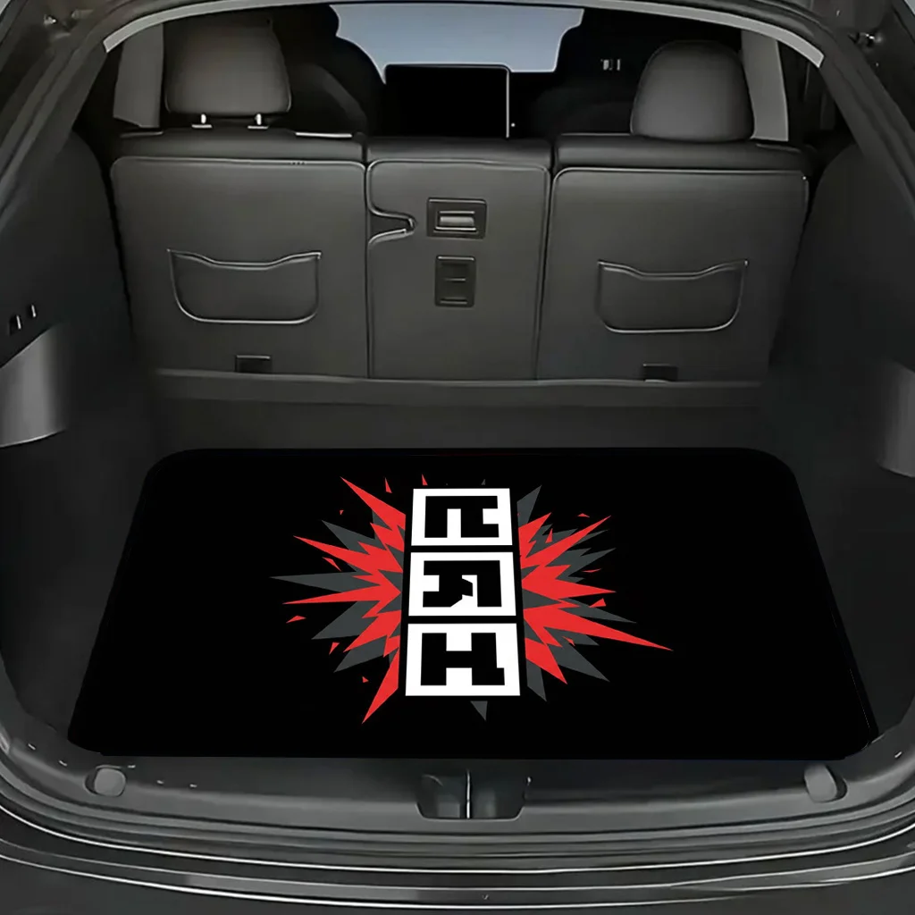 1pc Square Letter + Red And Black Explosion Pattern Car Trunk Mat, Suitable For Sedans, Trucks, And SUVs, Automotive Accessories