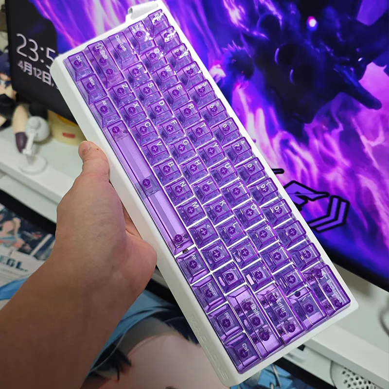 

115-Key Customizable Mda High Aesthetic Cross Axis Fog Transparent Keycaps For Computer And Office Keyboard Accessories Gift