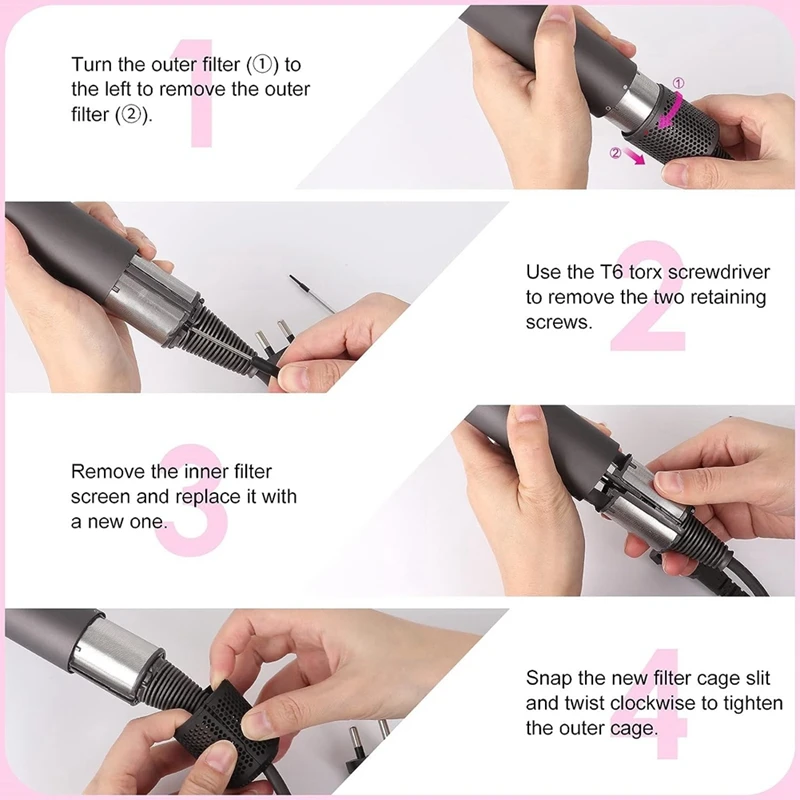 استبدال فلتر مجفف الشعر لموديلات Supersonic HD01 HD03 HD08، أجزاء إصلاح الفلتر الخارجي مع فرشاة نظيفة A-A99X