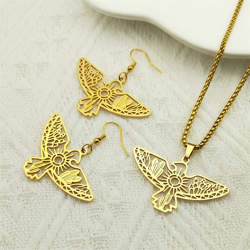 Fashion Albania Eagle Pendant Necklace for Women Men Gold/Silver Color Party Engagement Annivers Stainless Steel Jewelry Gifts