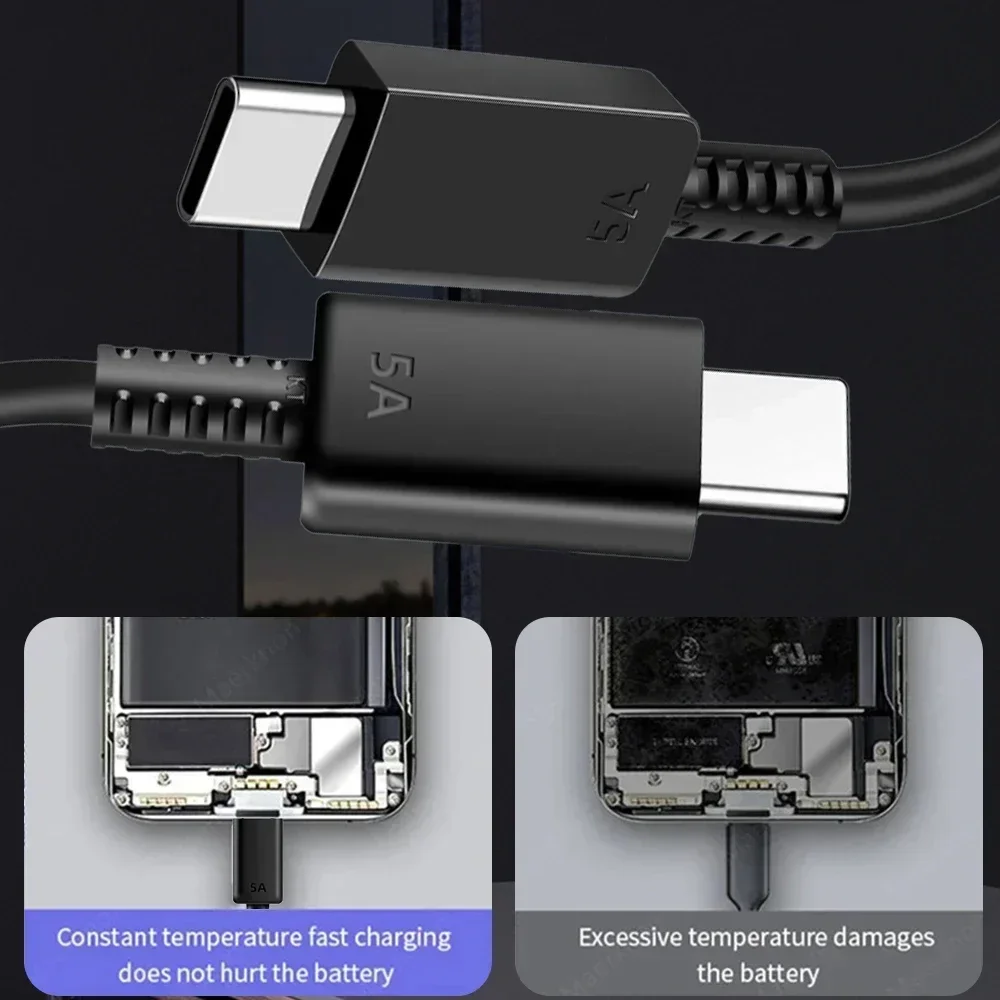 5A 45W PD USB Type C Super Fast Charging Type-C Data Cable for Samsung S21 FE S22 Plus S23 S24 Ultra Note 20 A15 A33 A34 A53 A55