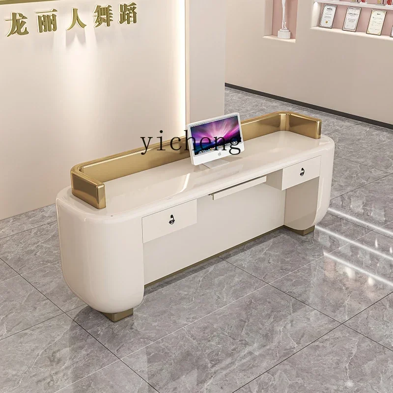 i10--Shaped Bar Reception Desk Beauty Salon Inquiry Desk Company Front Desk Store Clothing Store checkout page