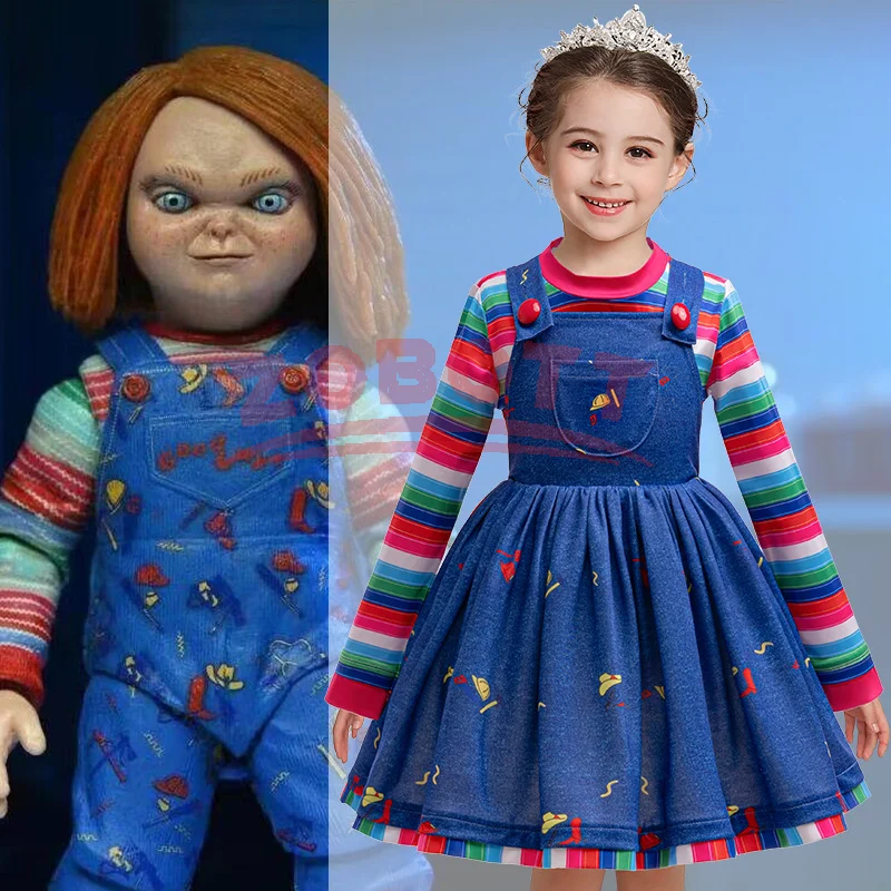 فستان بناتي لفيلم الرعب تشاكي للهالوين للأولاد، بدلة علوية للأخ والأخت، زي تشاكي للأطفال، هدية للأطفال الصغار