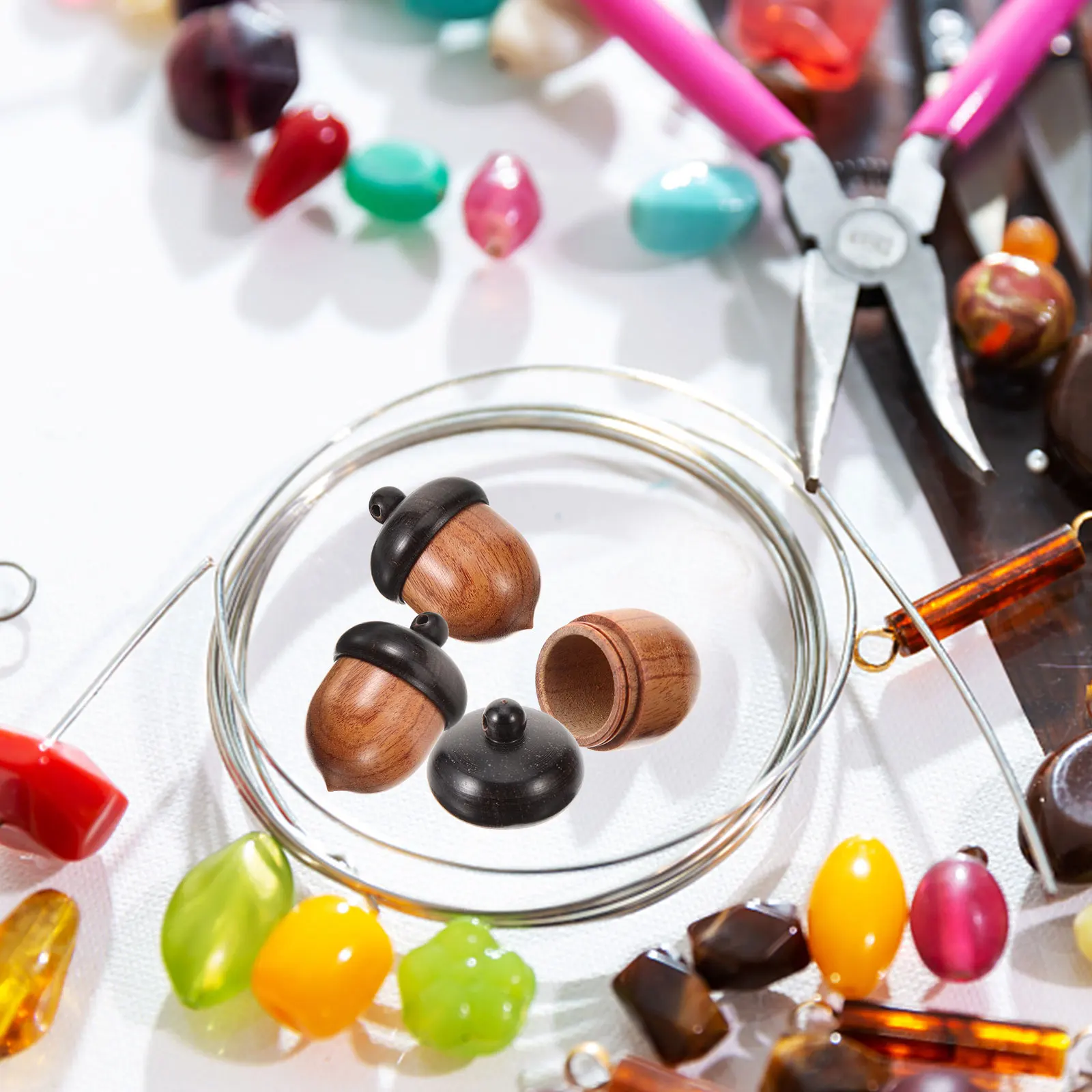 

4pcs Acorn Charm Diy Jewelry Decorative Necklace Pendant Detachable Craft Earring Charms Key Ring Decor Diy Acorn Shape Charms