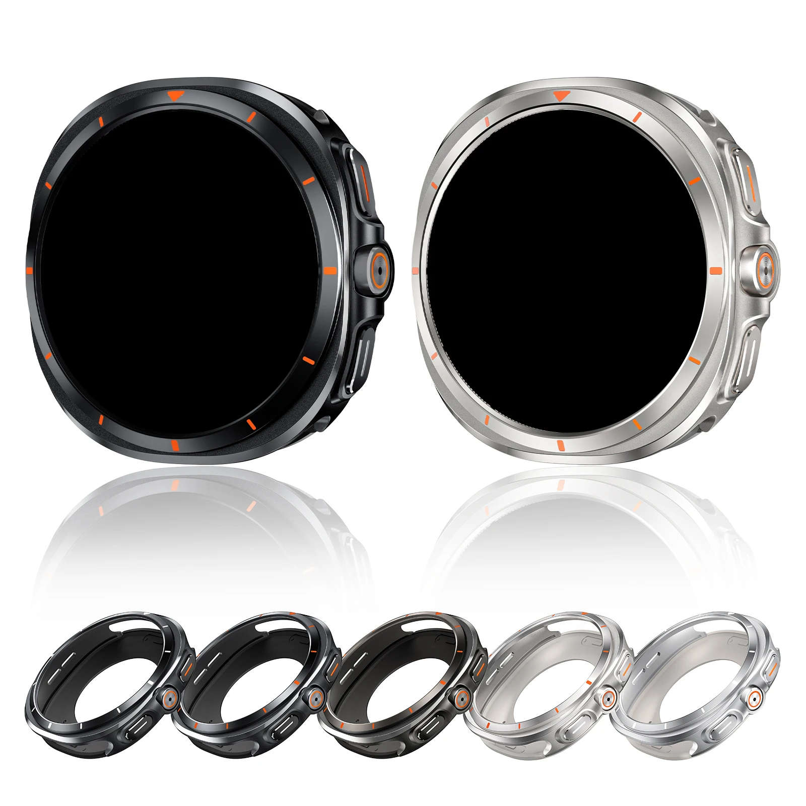 Rugged Case Compatible with Samsung Galaxy Watch 8 40mm 44mm with Back Cover Metal Bumper Ultra Thin Shockproof Protective Cover