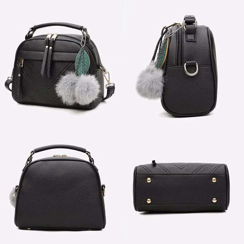 Handbag For Women Girl Fashion Messenger Bags With Ball Toy Bolsa Female Shoulder Bag Pu Leather Ladies Party Crossbody Bag