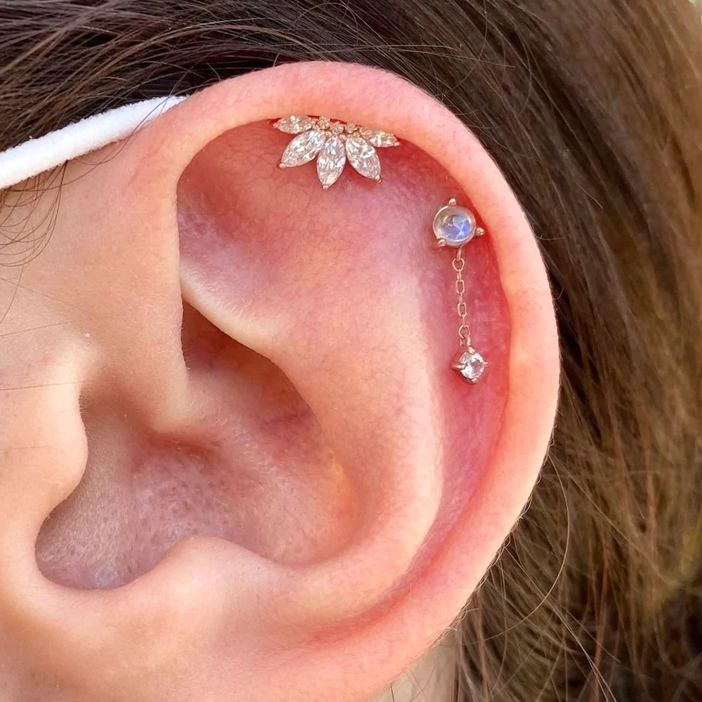 Aide 925 Sterling Silver 1pc Geometry Multi Piercing Stud Earrings For Women K Gold Simple Elegant Tassel Jewelry Gift Pendiente
