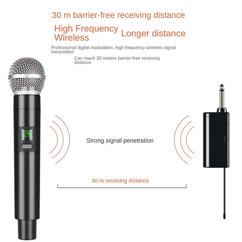 

AA08-3X Wireless Microphone Professional UHF Recording Karaoke Handheld 1 Channel Lithium Battery