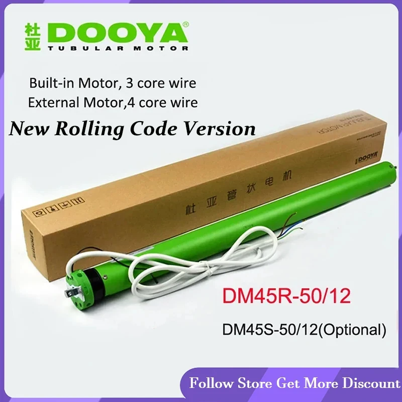

Dooya Tubular Motor DM45R-50/12 Built-in RF433 DM45S 4 Core wire External Motor for Rolling Blinds/Canopy/Electric sunshade