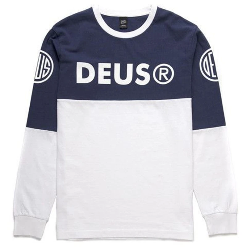 2024 DEUS EX MACHINA New Summer T-shirts Men Letter Patched Contrast Trim Basic Tee Short Sleeve Solid Tops Casual Loose Tshirts