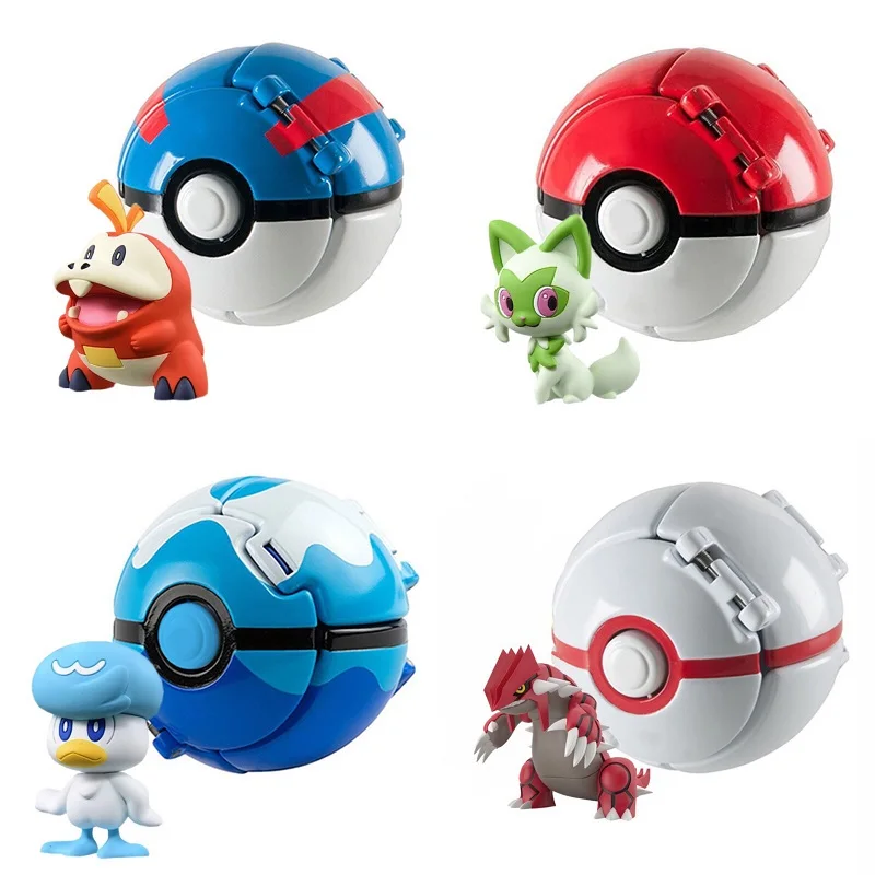 Figura Anime Pokeball para Crianças, Estatueta Pokemon, Bola Elf, Desenhos Animados, Pikachu, Charizard, Monstro de Bolso, Pet, Action Model Toy, Presentes