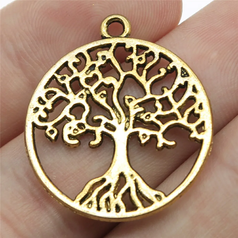 WYSIWYG 10pcs 25x25mm Charm Tree Of Life 3 Colors Round Tree Charms Tree Of Life Pendant Charms For Jewelry Making