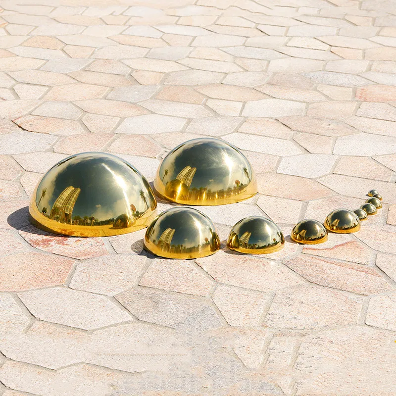 Diameter 25mm-700mm304 material 1.0mm stainless steel Titanium gold metal hollow decorative ball mirror semi-round dome head